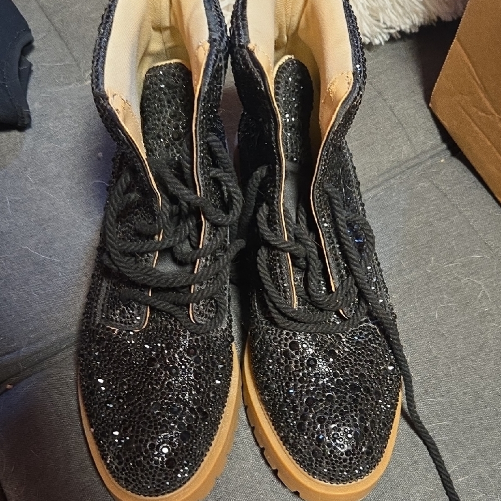 Betsey Johnson Black Rhinestone Women's Boots